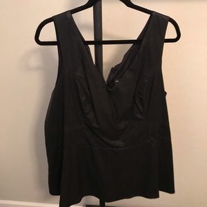 black faux leather peplum sleeveless top